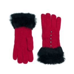 Vlněné rukavičky s kožíškem červené