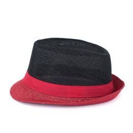 Dvoubarevný trilby klobouk červený