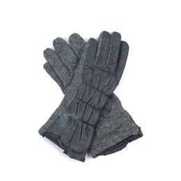 Vlněné rukavičky s králičí lemovkou tmavě šedé