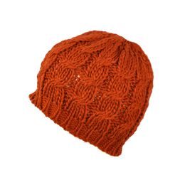 Teplá pletená tmavě oranžová čepice