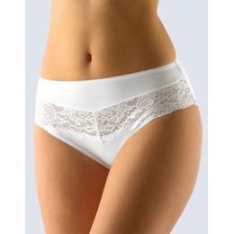 GINA dámské kalhotky klasické, širší bok, šité, s krajkou, jednobarevné La Femme 2 10211P - bílá