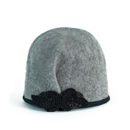 Dámský podzimní klobouk s černou mašlí šedý