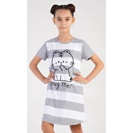 Dětská noční košile s krátkým rukávem Kotě - šedá