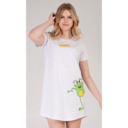 Dámská noční košile s krátkým rukávem Frog - světle šedá