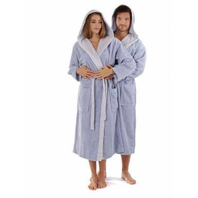 Unisex dlouhý savý župan s kapucí TAMPA duo světle modrá Unisex dlouhý savý župan s kapucí TAMPA duo světle modrá