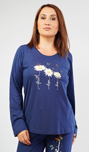 Dámské pyžamo dlouhé Karolína - tmavě modrá Dámské pyžamo dlouhé Karolína - tmavě modrá