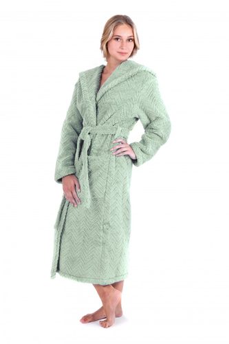 Unisex dlouhý župan s kapucí ATHENA světle zelená Unisex dlouhý župan s kapucí ATHENA světle zelená