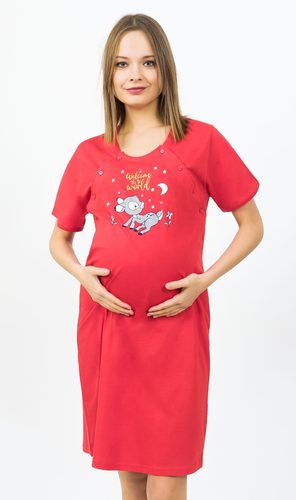Dámská noční košile mateřská Srnečka - jahodová Dámská noční košile mateřská Srnečka - jahodová