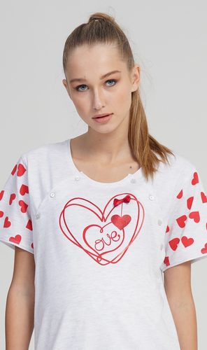 Dámská noční košile mateřská Love - světle šedá Dámská noční košile mateřská Love - světle šedá