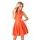 Oranžové šaty s dlouhým zipem ve výstřihu a širokou sukní