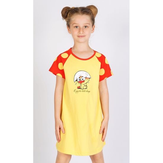 Dětská noční košile s krátkým rukávem Kuře - žlutá