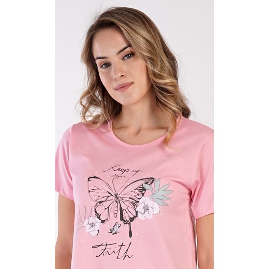 Dámská noční košile s krátkým rukávem Butterfly - lososová