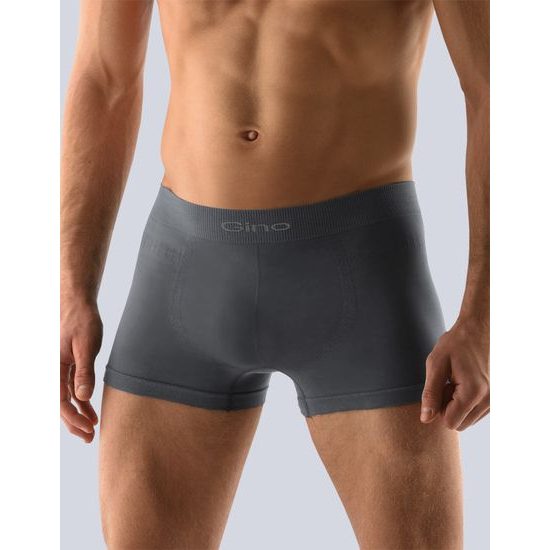 GINA pánské boxerky s delší nohavičkou, delší nohavička, bezešvé, jednobarevné MicroBavlna 54000P - tm. šedá