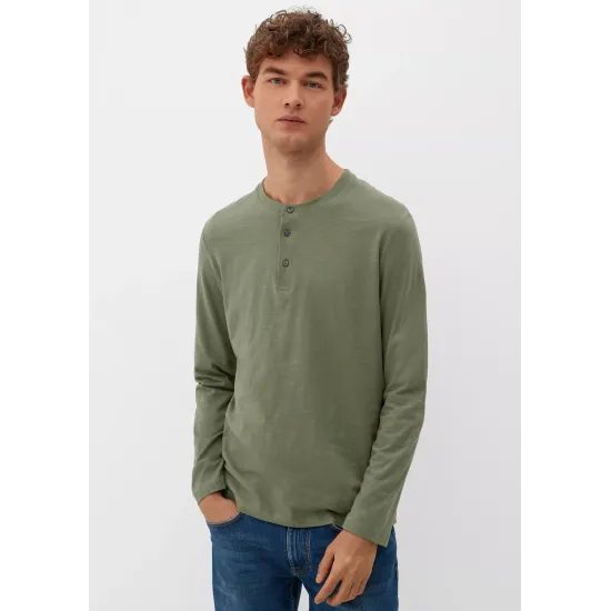 Pánské tričko s dlouhým rukávem s.Oliver zelené