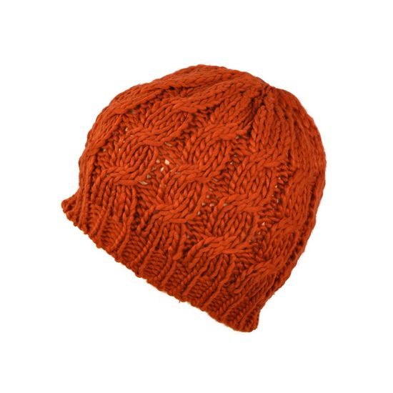 Teplá pletená tmavě oranžová čepice