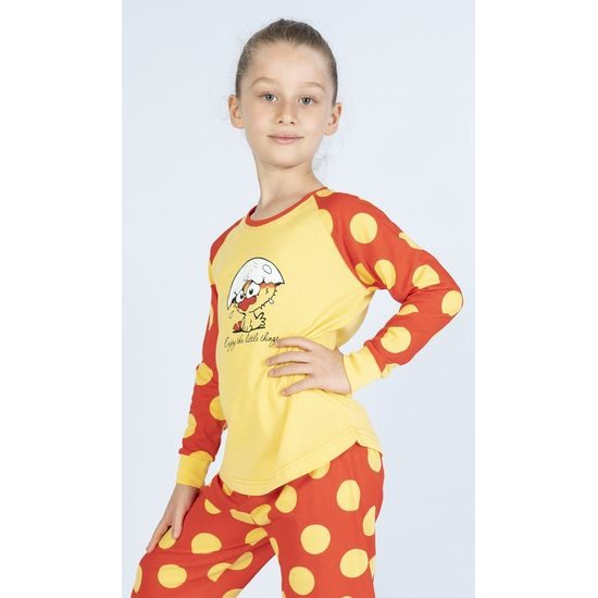 Dětské pyžamo dlouhé Kuře - žlutá