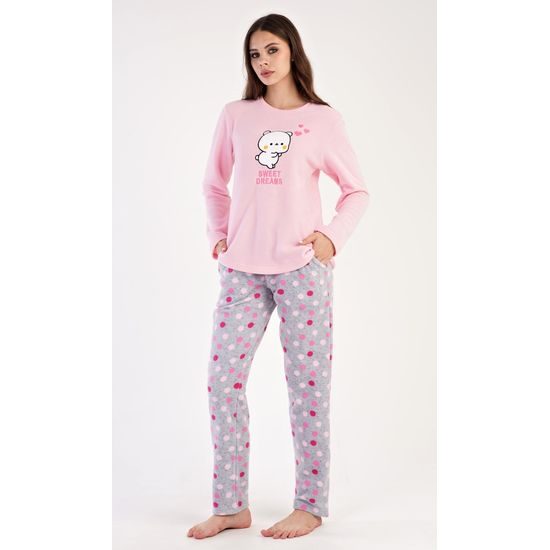 Dámské pyžamo dlouhé Kotě - světle růžová