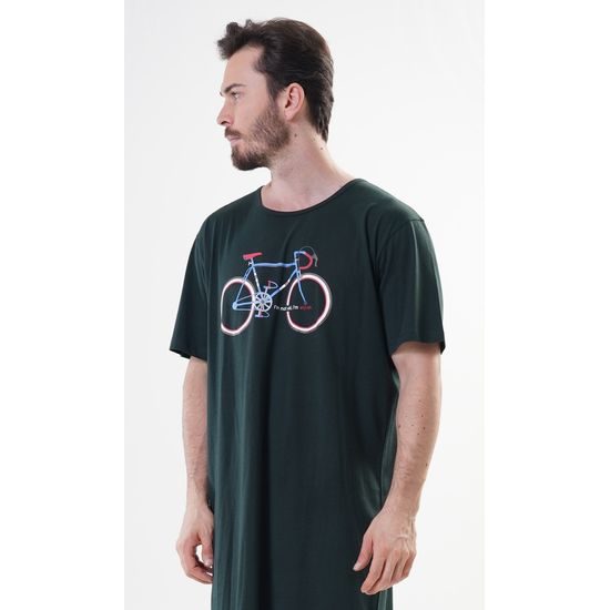 Pánská noční košile s krátkým rukávem Old bike - tmavě zelená