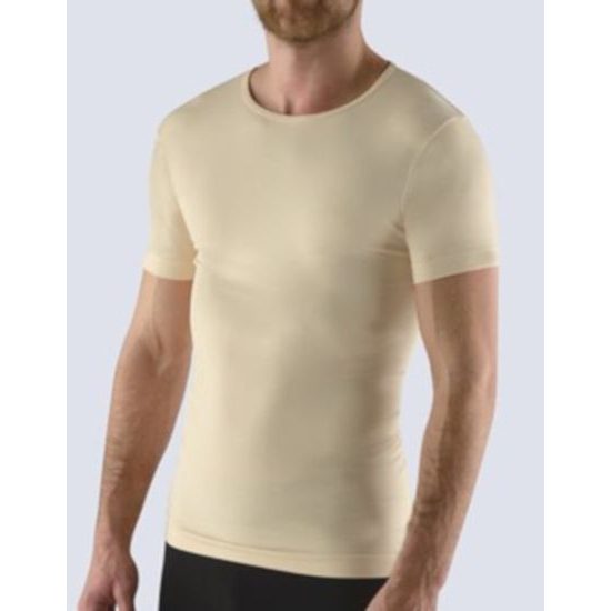 GINA pánské tričko s krátkým rukávem, bezešvé, Bamboo Soft 58009P - tělová