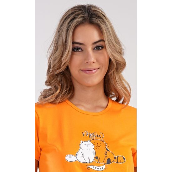Dámské pyžamo kapri Kočky - oranžová