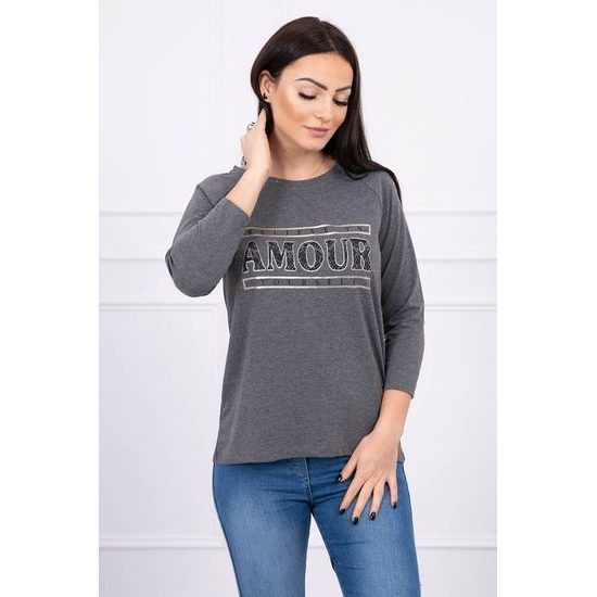 Tričko s nápisem "AMOUR", tmavě šedá S/M - L/XL
