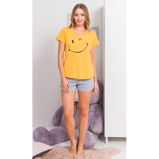 Dámské pyžamo šortky Big smile - žlutá