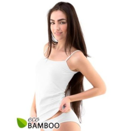 GINA dámské košilka prodloužená, úzká ramínka, bezešvé, Eco Bamboo 08026P - bílá