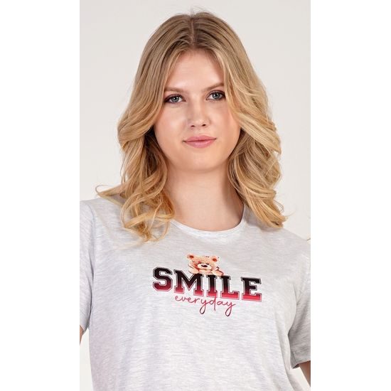 Dámská noční košile s krátkým rukávem Méďa Smile - jahodová