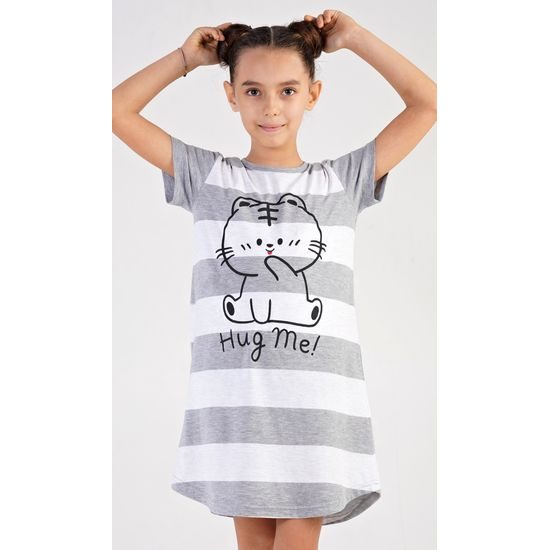 Dětská noční košile s krátkým rukávem Kotě - šedá