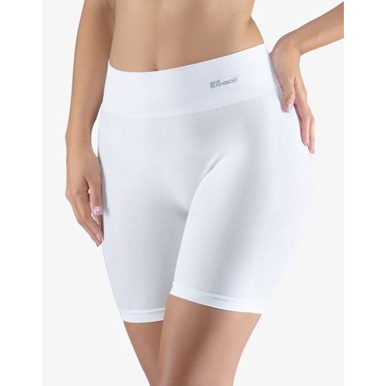 GINA dámské boxerky prodloužené, kratší nohavička, bezešvé, klasické, jednobarevné Eco Bamboo 03019P - bílá