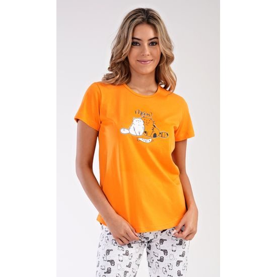 Dámské pyžamo kapri Kočky - oranžová