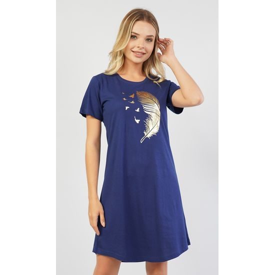 Dámská noční košile s krátkým rukávem Patricie - tmavě modrá