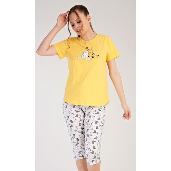 Dámské pyžamo kapri Kočky - žlutá