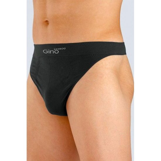 GINA pánské tanga pánská, úzký bok, bezešvé, jednobarevné Bamboo PureLine 52002P - černá