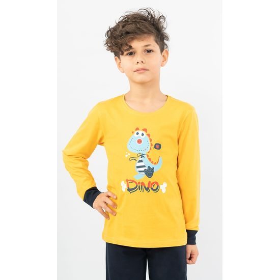Dětské pyžamo dlouhé Dino - žlutá