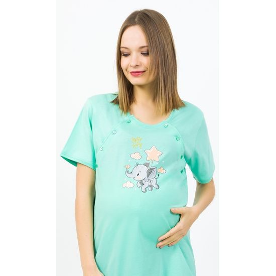 Dámská noční košile mateřská Slůně - tyrkysová