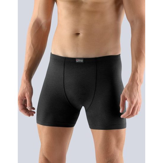 GINA pánské boxerky s delší nohavičkou, delší nohavička, šité, jednobarevné 74090P - černá