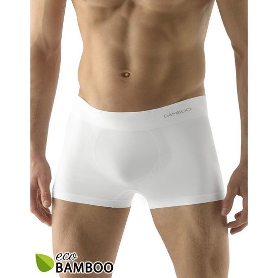 GINA pánské boxerky s kratší nohavičkou, kratší nohavička, bezešvé, jednobarevné Eco Bamboo 53005P - šedá bílá