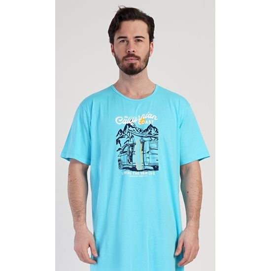 Pánská noční košile s krátkým rukávem California - modrá