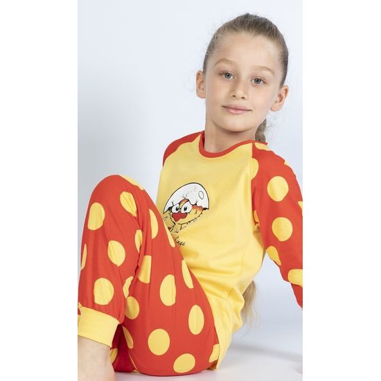 Dětské pyžamo dlouhé Malé kuře - žlutá