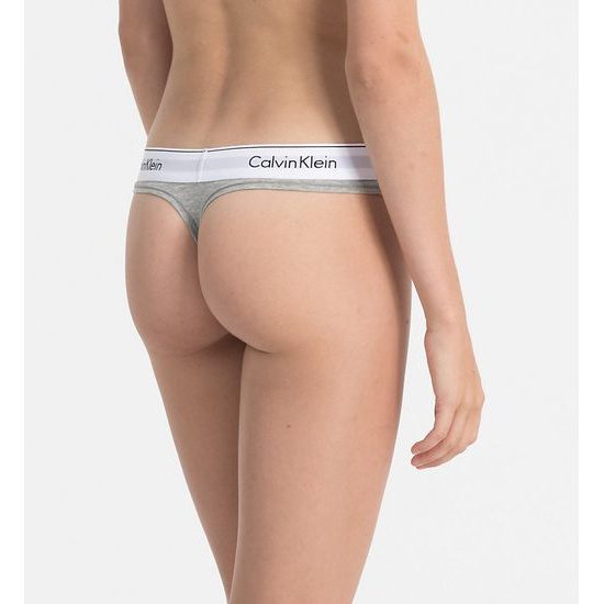 Dámské kalhotky tanga CALVIN KLEIN Modern Cotton F3786E šedá