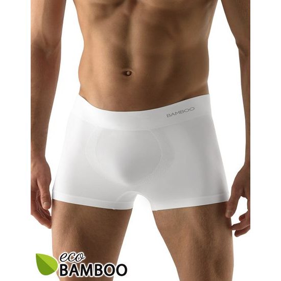 GINA pánské boxerky s kratší nohavičkou, bezešvé, Eco Bamboo 53005P - bílá