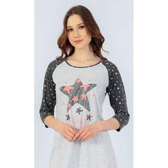Dámská noční košile s tříčtvrtečním rukávem Hvězda - lososová