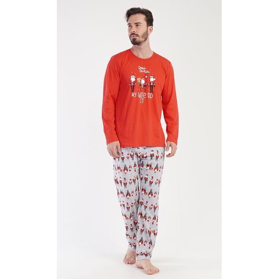 Pánské pyžamo dlouhé Santa - červená