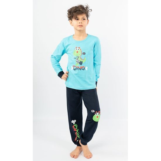 Dětské pyžamo dlouhé Dino - tyrkysová