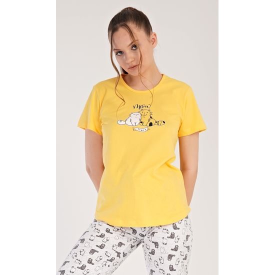 Dámské pyžamo kapri Kočky - žlutá