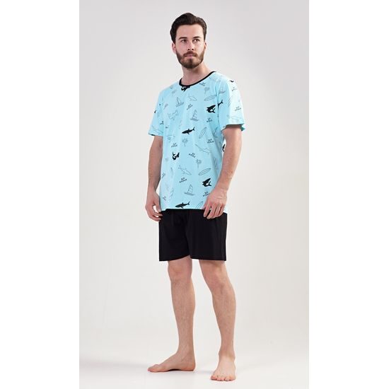 Pánské pyžamo šortky Oceán - azurová