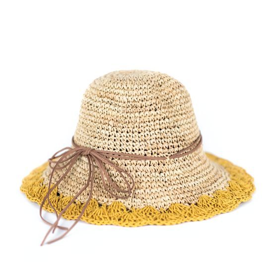 Přírodní klobouk Babí léto se žlutým lemem