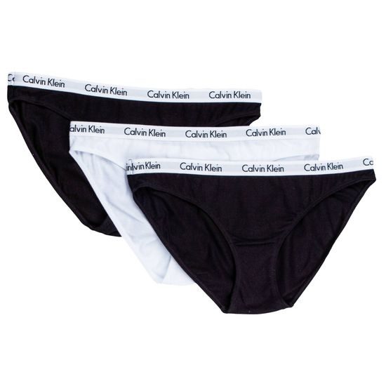 Dámské kalhotky CALVIN KLEIN QD3588E-WZB Carousel 3-pack bikini černá/bílá