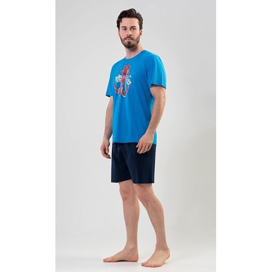 Pánské pyžamo šortky Kotva - modrá